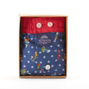 Verpakking van McAlson boxershort met ski- en snowboardprint, luxe katoenen herenondergoed, perfect cadeau.