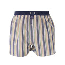 Flatlay van McAlson boxershort met beige en blauwe strepen, 100% katoen met zachte tailleband.