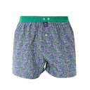 Flatlay van blauwe McAlson boxershort met paisley motief, 100% katoen met zachte tailleband en elegante afwerking.