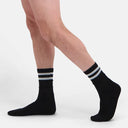 Bamboo Basics - Sportsokken 2-pack Senna - Zwart met witte strepen